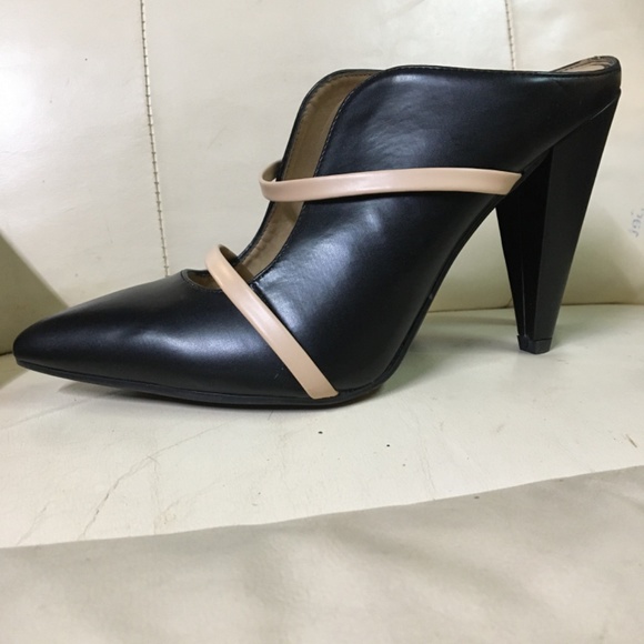Chinese Laundry EUC black and tan strap 4 inch heel mules size 8 - Picture 12 of 12